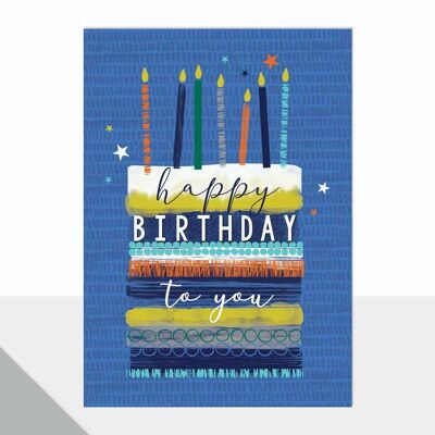 Tarjeta de cumpleaños con pastel para él - Pastel de cumpleaños del campus