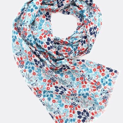 Scarf 100% organic cotton / Lily - blue / red