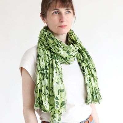 Silk scarf Tiny Flowers - green