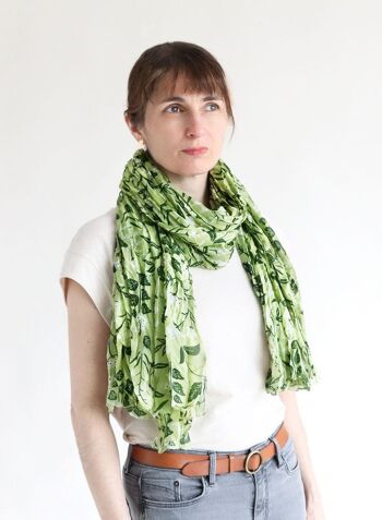 Foulard en soie Tiny Flowers - vert 1