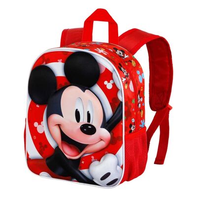 Disney Mickey Mouse Twirl-Mochila 3D Pequeña, Rojo