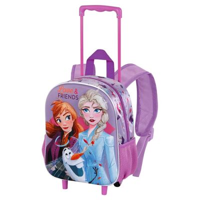 Disney Frozen 2 Friends-Small 3D Backpack with Wheels, Fuchsia