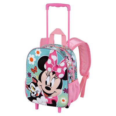 Disney Minnie Mouse Figaro-3D Backpack with Small Wheels, Pink