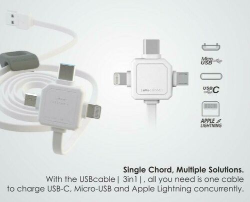 POWERCUBE 2PACK Bundle 9002 3in1 Cables (White)