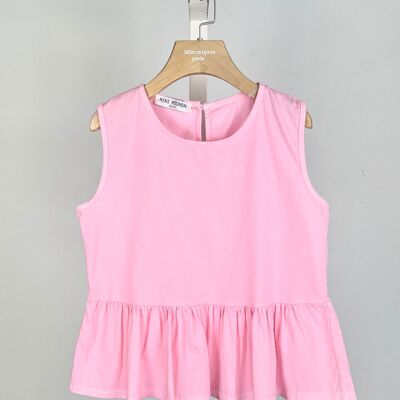 Sleeveless cotton top with ruffles for girls