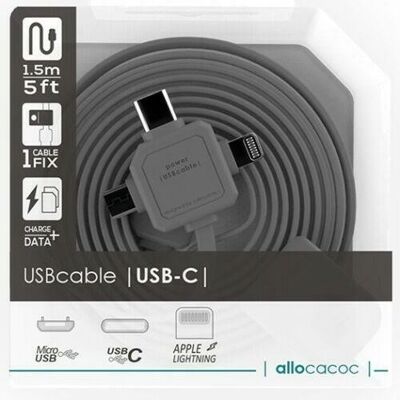 Paquete de 2 cables USB POWERCUBE 3 en 1 9003 (1xWT-1xGY)