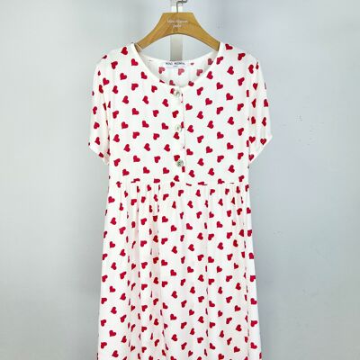Girls Short Sleeve Heart Print Dress