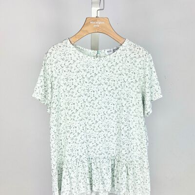Liberty floral top with short sleeves and ruffles for girls