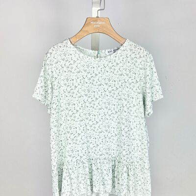 Top Liberty floral de manga corta y volantes para niña