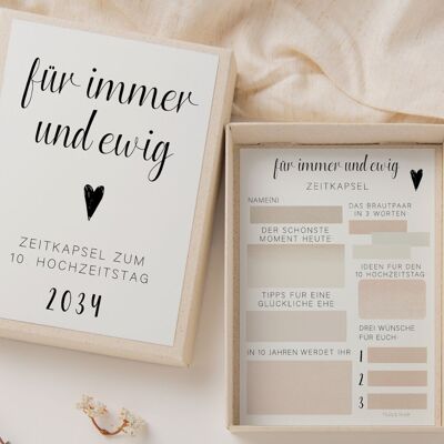 Zeitkapsel Hochzeit zum Ausfüllen minimalistisch - Karten in A6 Gästebuch