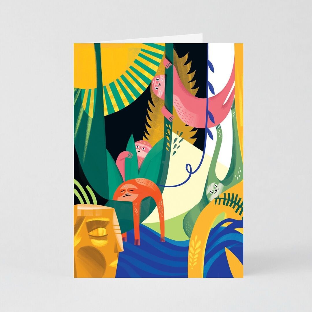 Art Card (Folded) + Envelope - Jungle of Sloths (13x18cm / 5x7in)