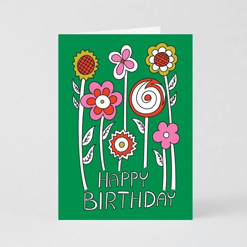 Happy Birthday Seven Flowers Card