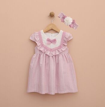 Robe d'été à rayures élégantes pour fille, lot de quatre tailles, avec bandeau, 6-24 mois 3