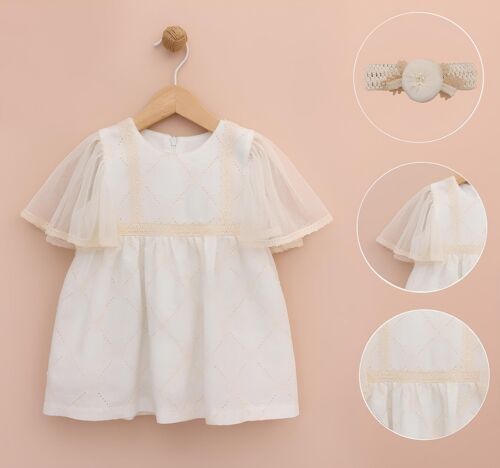 A Pack of Four Special Design Cream Party Dress and Headband