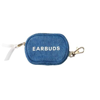 Funda para auriculares/Airpods con cierre, denim