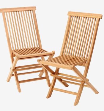 Chaise pliante Finger en bois de teck - chaise de jardin - lot de 2 dans une boîte !! €25 pièces ! 1