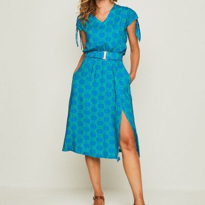 ROBE MIDI KISSES BLEU