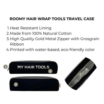 Étui de voyage pour outils d'enveloppement de cheveux spacieux, noir 3