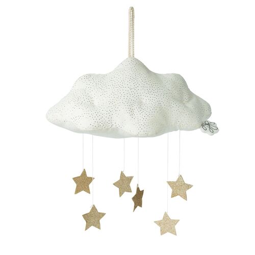 BTC - Nuage velours côtelé blanc avec étoiles - 34 cm - %