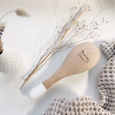 Detangling and shine hair brush - large format - personalized beech wood "darling mom" Mother's Day