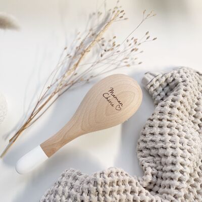 Detangling and shine hair brush - large format - personalized beech wood "darling mom" Mother's Day