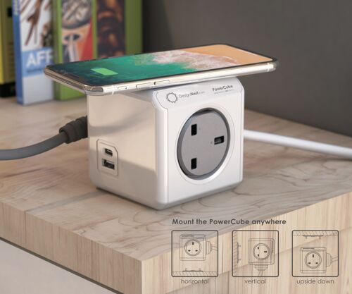 DesignNest PowerCube Extended USB A+C Wireless Charger 1.5M