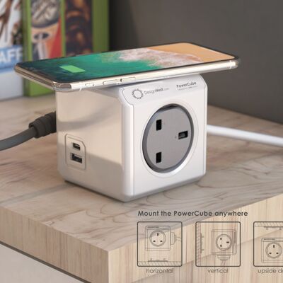 DesignNest PowerCube Extended USB A+C Wireless Charger 1.5M