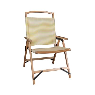 FOLDING BEACH CHAIR IN NATURAL BEECH WOOD AND YELLOW POLYESTER 55X65X90CM PLAYA