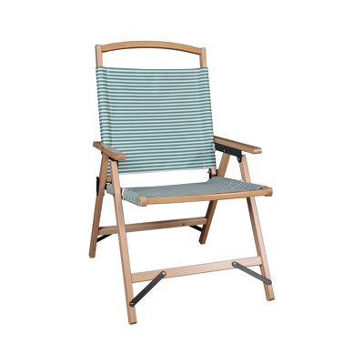 SILLA DE PLAYA PLEGABLE EN MADERA DE HAYA NATURAL Y POLIÉSTER VERDE 55X65X90CM PLAYA