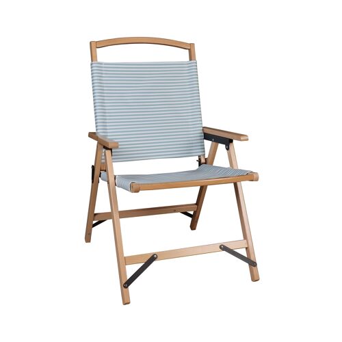 CHAISE DE PLAGE PLIANTE EN BOIS DE HÊTRE NATUREL ET POLYESTER BLEU 55X65X90CM PLAYA