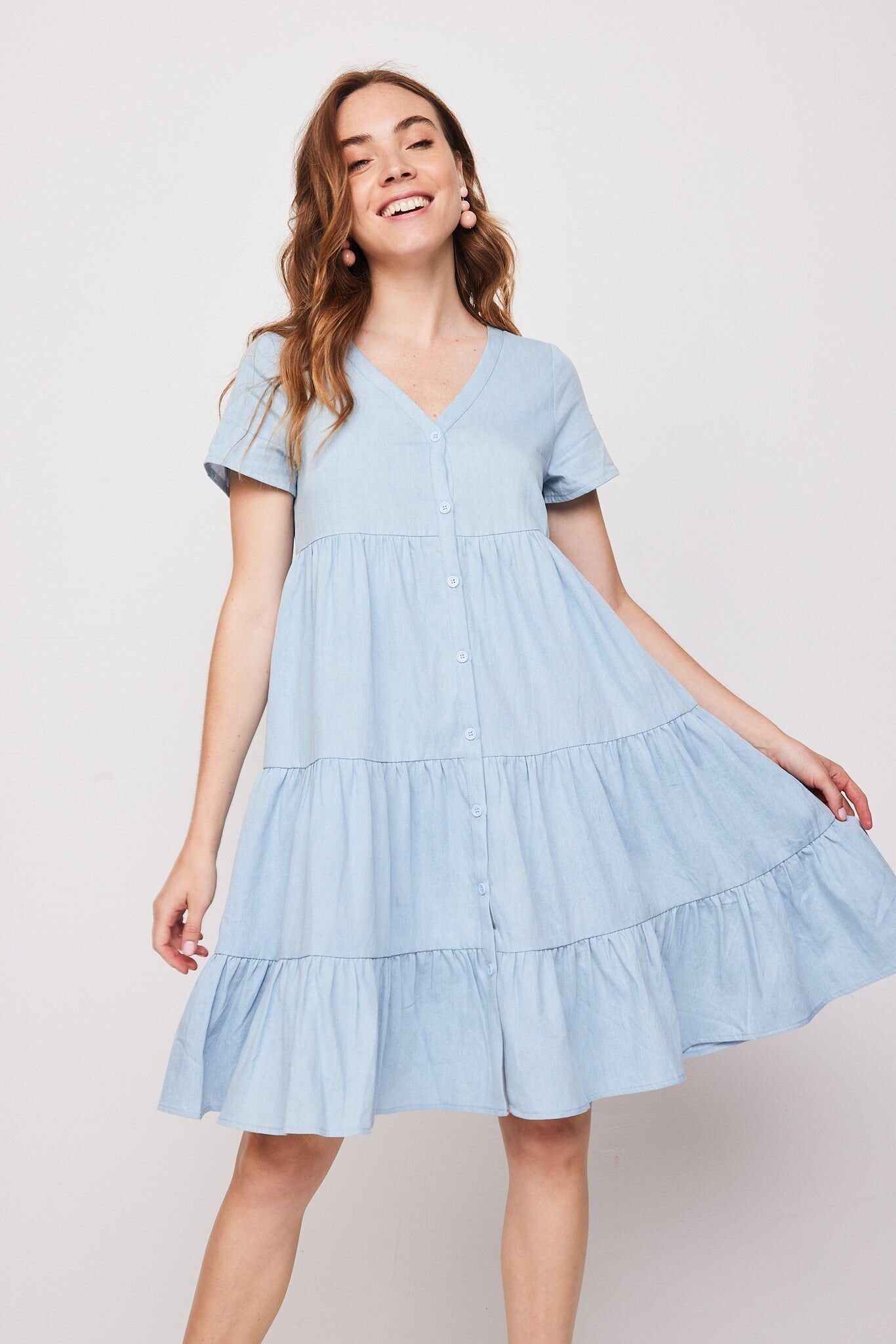 Abito corto a onde in denim