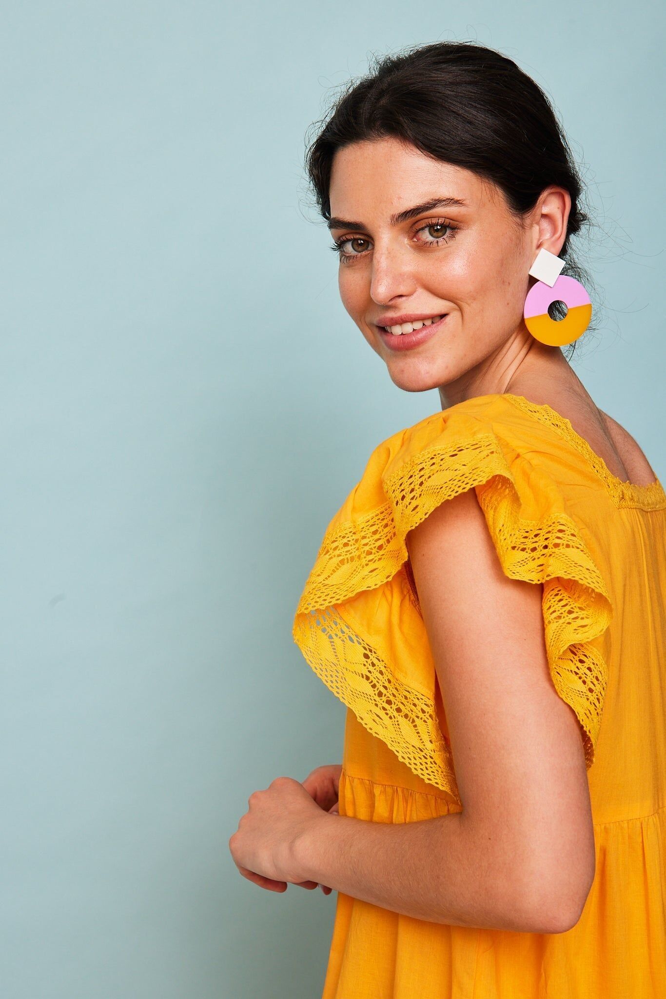 Abito lungo a barca senape