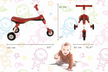 Tricycle Airel sans pédales de 1 à 3 ans Taille : 35x56x41,5 cm Couleur Rouge 7