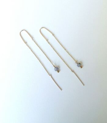 Boucles d'oreilles pendantes en acier inoxydable doré avec perle en Tanzanite 1