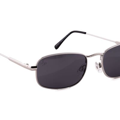 SILVER RECTANGLE FRAME WITH BLACK LENSES