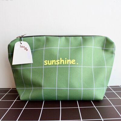 Toiletry bag green checked sunshine