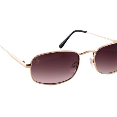 GOLD RECTANGLE FRAME WITH BROWN GRAD LENSES