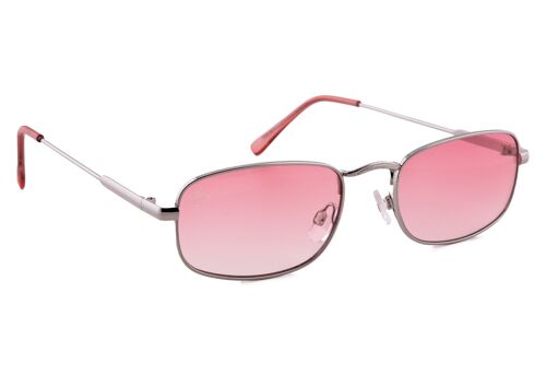 SILVER RECTANGLE FRAME WITH PINK LENSES