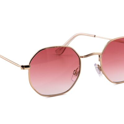 GOLD ROUND FRAME WITH PINK GRAD LENSES