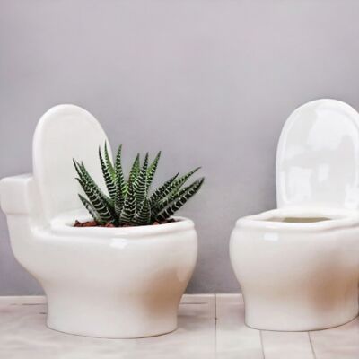 Pot de fleur créatif en céramique en forme de toilette