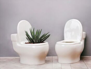 Pot de fleur créatif en céramique en forme de toilette 1