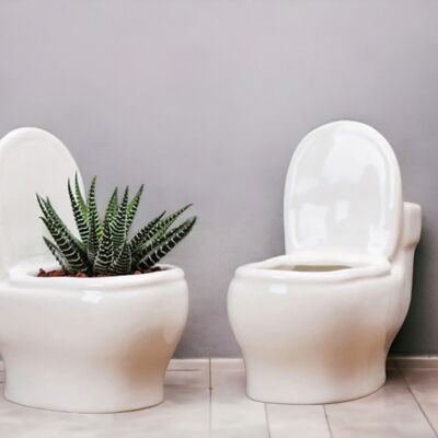 Pot de fleur créatif en céramique en forme de toilette