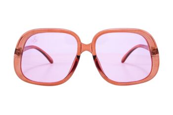 MONTURE CARRÉ ORANGE VERRES ROSE 2