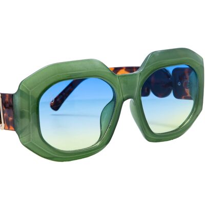 SQUARE CHUNKY GREEN FRAMES WITH TORT TEMPLES