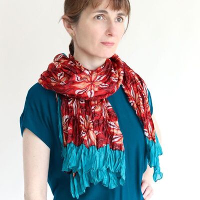Silk scarf Bright Blossom – red