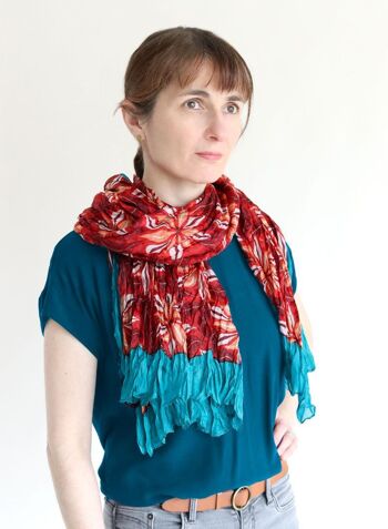 Foulard en soie Bright Blossom – rouge 1