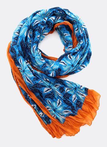 Foulard en soie Bright Blossom – bleu