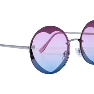 SILVER ROUND HEART FRAMES WITH PURPLE TO BLUE GRAD LENSES