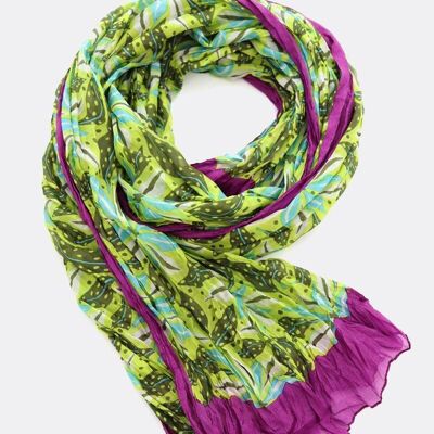 Silk scarf Bright Blossom – green