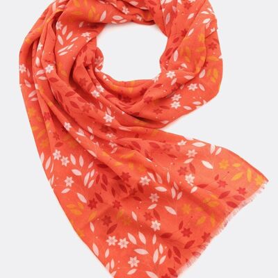 Scarf Ecovero (TM) / Elegant Flowers – light red